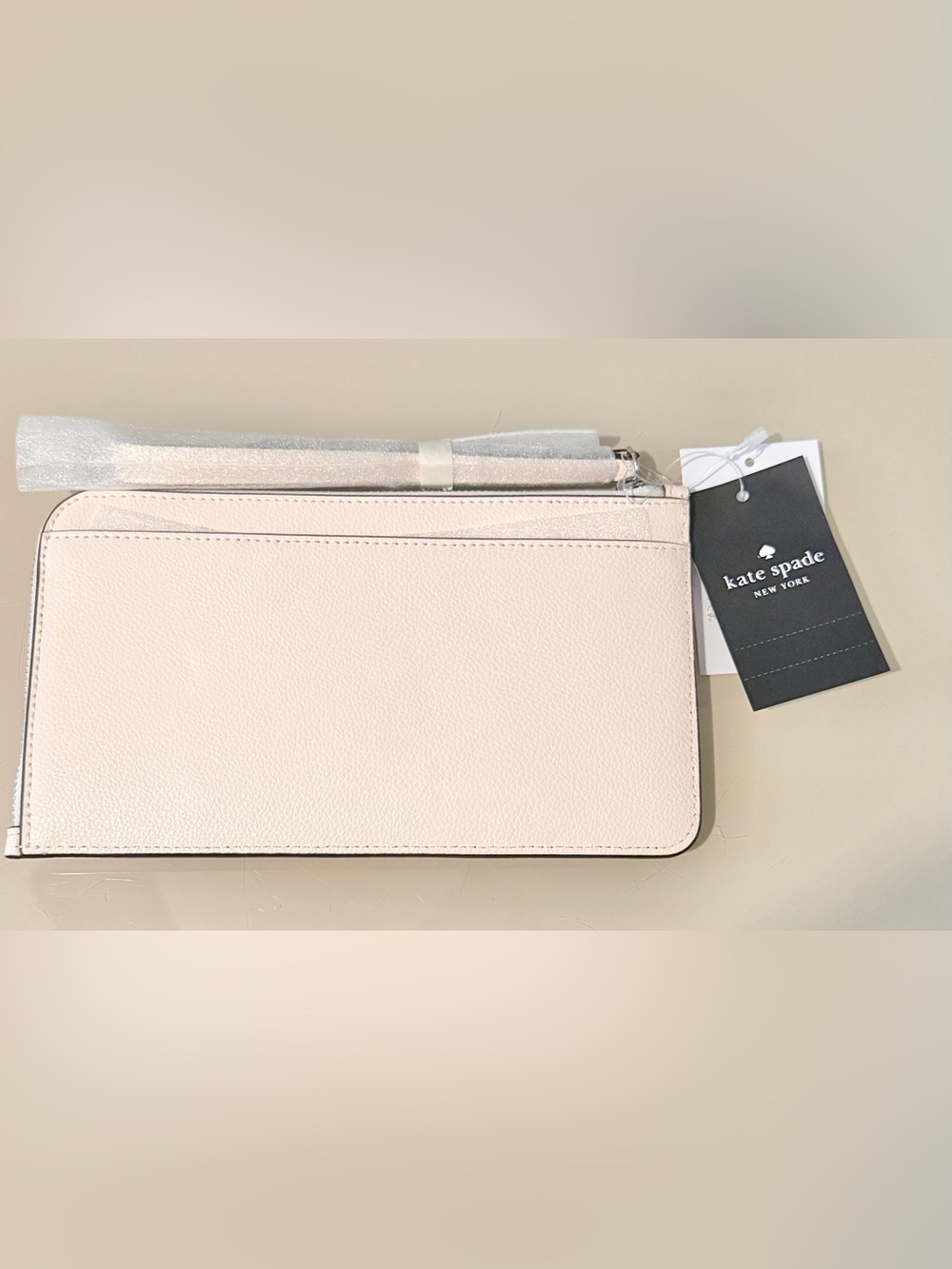 kate spade Floral Appliqué Leather Wristlet in Blush with Green Accents - Picture 6 of 6